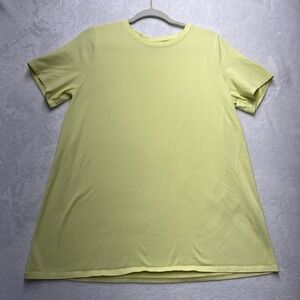 Eileen Fisher Organic Cotton Shirt Womens Medium Yellow Neon Basics Casual
